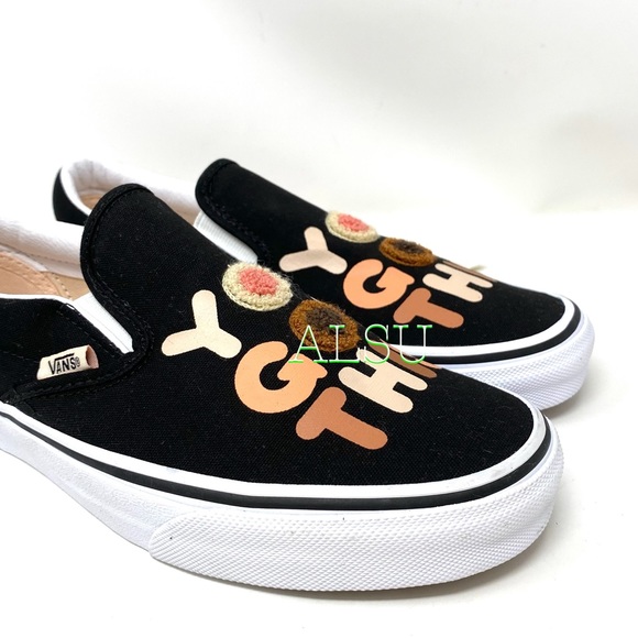 🎁 Santa Class Deal 🎁 VANS Classic Slip On Breast Cancer Canvas Black Women's - Picture 10 of 11